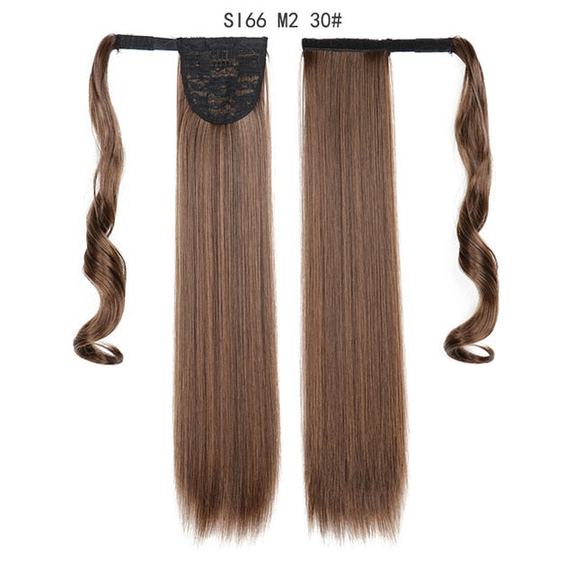 MERISIHAIR Long Straight Wrap Around Clip In Ponytail Hair Extension Heat Resistant Synthetic  Pony Tail Fake Hair