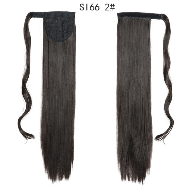 MERISIHAIR Long Straight Wrap Around Clip In Ponytail Hair Extension Heat Resistant Synthetic  Pony Tail Fake Hair