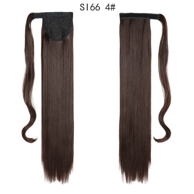 MERISIHAIR Long Straight Wrap Around Clip In Ponytail Hair Extension Heat Resistant Synthetic  Pony Tail Fake Hair