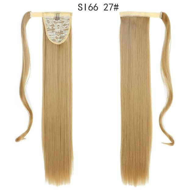 MERISIHAIR Long Straight Wrap Around Clip In Ponytail Hair Extension Heat Resistant Synthetic  Pony Tail Fake Hair