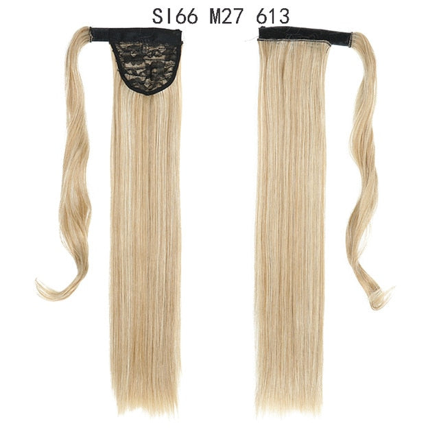 MERISIHAIR Long Straight Wrap Around Clip In Ponytail Hair Extension Heat Resistant Synthetic  Pony Tail Fake Hair