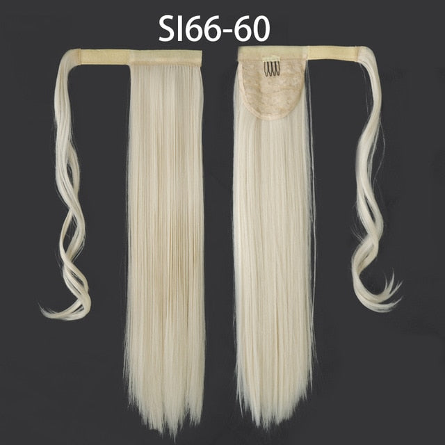 MERISIHAIR Long Straight Wrap Around Clip In Ponytail Hair Extension Heat Resistant Synthetic  Pony Tail Fake Hair