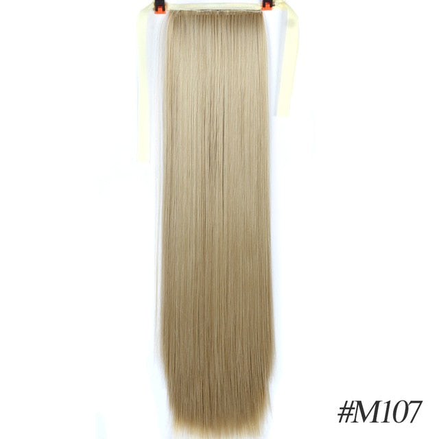 MSTN 30-Inch Synthetic Hair Fiber Heat-Resistant Straight Hair With Ponytail Fake Hair Chip-in Hair Extensions Pony Tail Wig