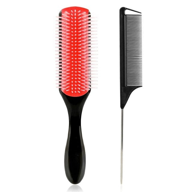 YBLNTEK Hair Comb 9-Row Detangling Hair Brush Rat Tail Comb Styling Hairbrush Straight Curly Wet Hair Scalp Massage Brush Women