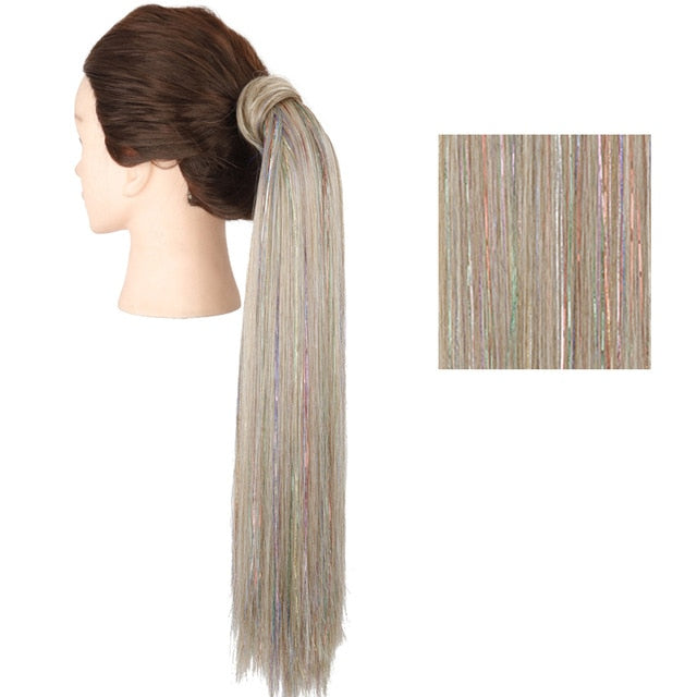 MERISIHAIR Long Straight Wrap Around Clip In Ponytail Hair Extension Heat Resistant Synthetic  Pony Tail Fake Hair