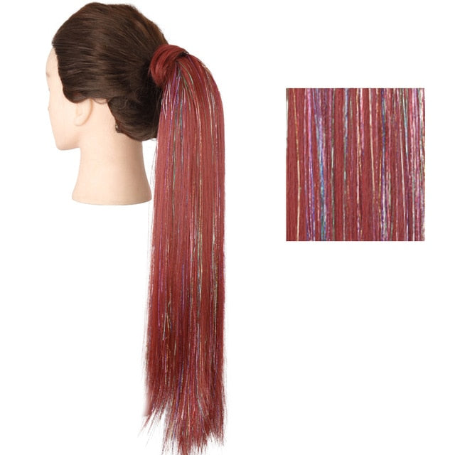 MERISIHAIR Long Straight Wrap Around Clip In Ponytail Hair Extension Heat Resistant Synthetic  Pony Tail Fake Hair