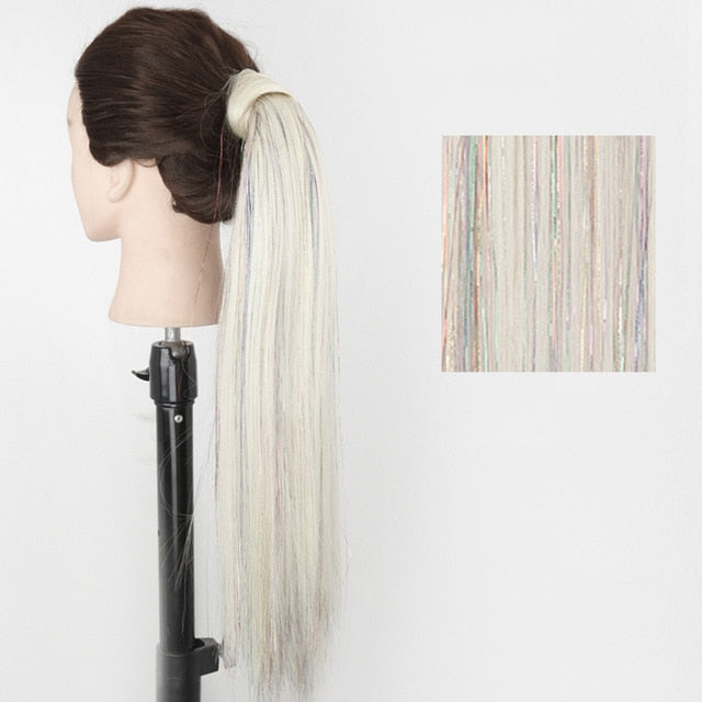 MERISIHAIR Long Straight Wrap Around Clip In Ponytail Hair Extension Heat Resistant Synthetic  Pony Tail Fake Hair
