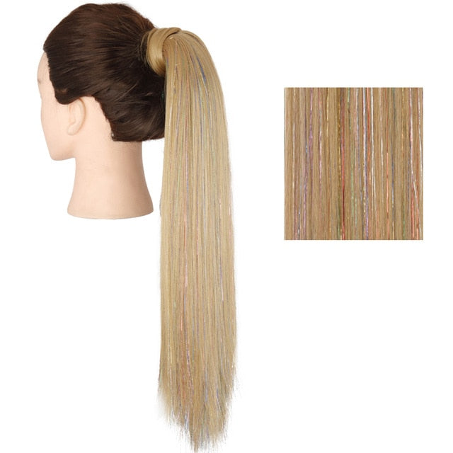 MERISIHAIR Long Straight Wrap Around Clip In Ponytail Hair Extension Heat Resistant Synthetic  Pony Tail Fake Hair