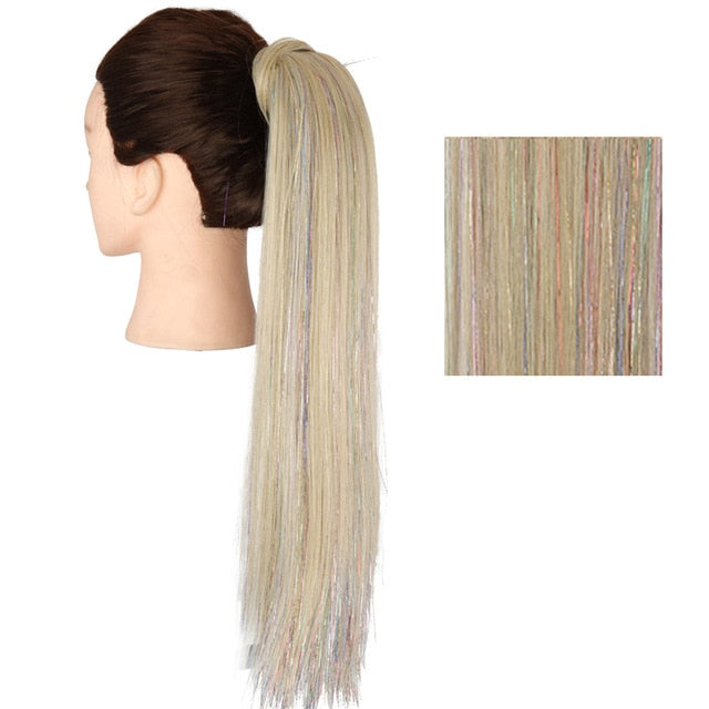 MERISIHAIR Long Straight Wrap Around Clip In Ponytail Hair Extension Heat Resistant Synthetic  Pony Tail Fake Hair