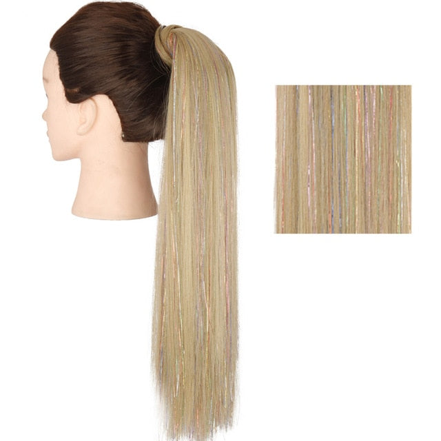 MERISIHAIR Long Straight Wrap Around Clip In Ponytail Hair Extension Heat Resistant Synthetic  Pony Tail Fake Hair