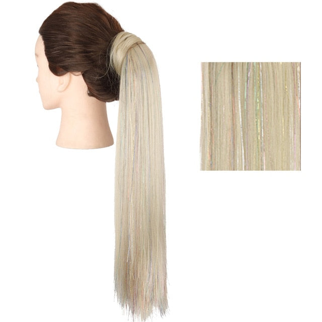 MERISIHAIR Long Straight Wrap Around Clip In Ponytail Hair Extension Heat Resistant Synthetic  Pony Tail Fake Hair