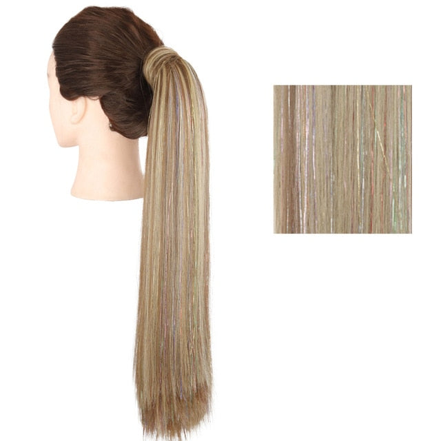 MERISIHAIR Long Straight Wrap Around Clip In Ponytail Hair Extension Heat Resistant Synthetic  Pony Tail Fake Hair
