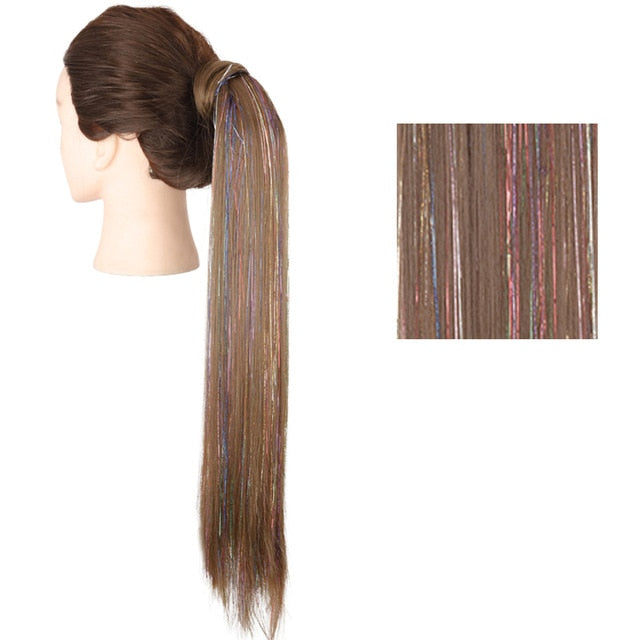 MERISIHAIR Long Straight Wrap Around Clip In Ponytail Hair Extension Heat Resistant Synthetic  Pony Tail Fake Hair