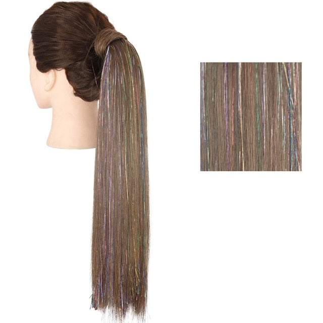 MERISIHAIR Long Straight Wrap Around Clip In Ponytail Hair Extension Heat Resistant Synthetic  Pony Tail Fake Hair