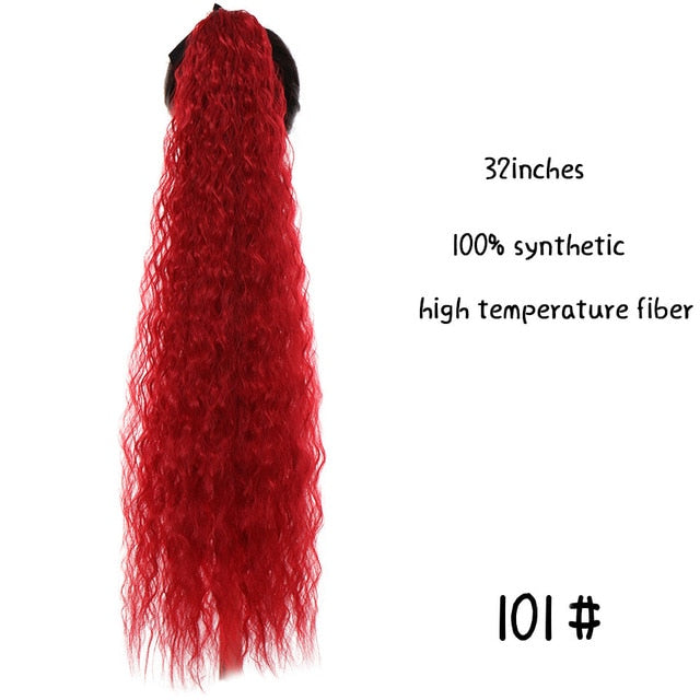 MSTN 30-Inch Synthetic Hair Fiber Heat-Resistant Straight Hair With Ponytail Fake Hair Chip-in Hair Extensions Pony Tail Wig