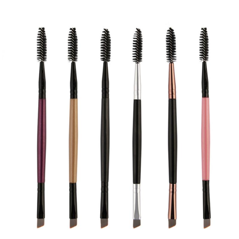 Single Double Eyelash Makeup Brush Eyebrow Comb Brushes Portable Professional Makeup 6 Color Cosmetics Tools TXTB1