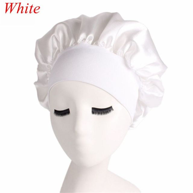 Printing Satin Bonnet For Women Elastic Wide Band Night Sleep Satin Hat Chemo Caps Hair Loss Cover Fashion Head Wrap Hair Care