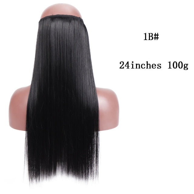 SHANGKE Synthetic Straight Halo Hair Extensions No Clip in Natural Hidden Secret False Hair Piece Fiber Synthetic Wavy Hair