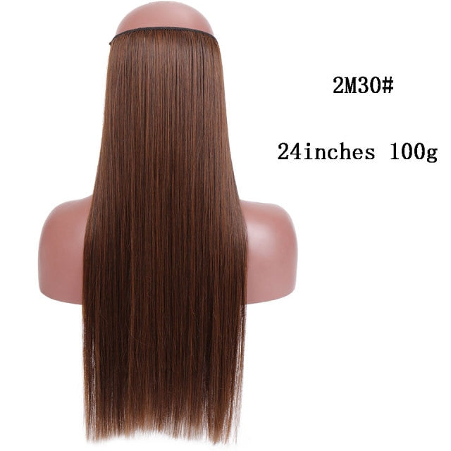 SHANGKE Synthetic Straight Halo Hair Extensions No Clip in Natural Hidden Secret False Hair Piece Fiber Synthetic Wavy Hair