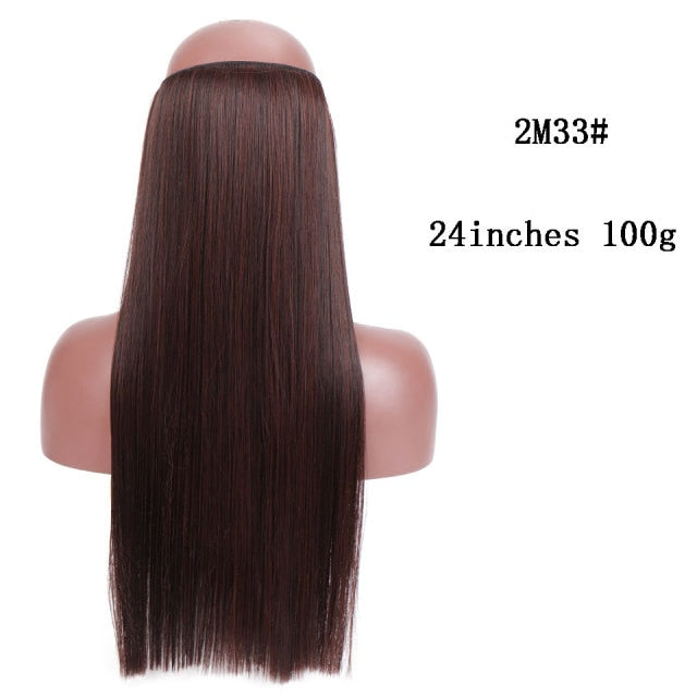 SHANGKE Synthetic Straight Halo Hair Extensions No Clip in Natural Hidden Secret False Hair Piece Fiber Synthetic Wavy Hair
