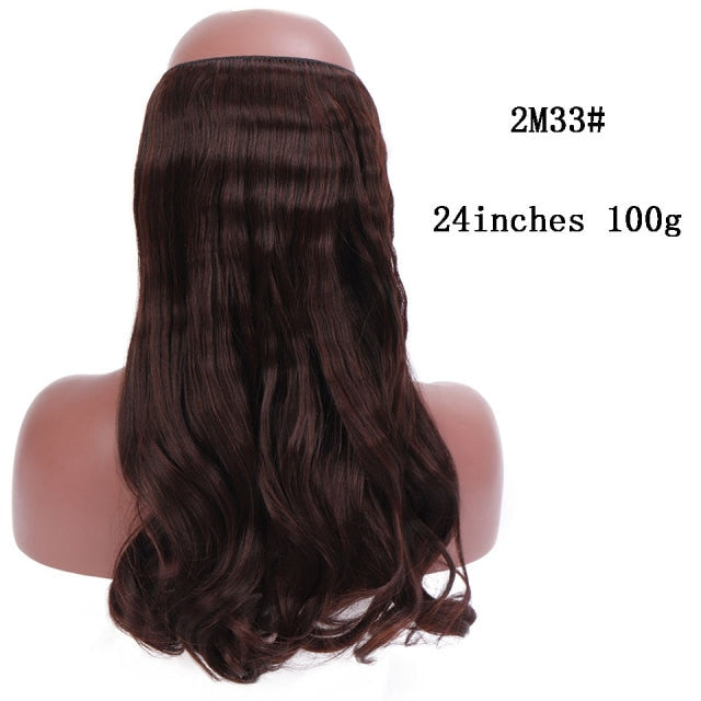 SHANGKE Synthetic Straight Halo Hair Extensions No Clip in Natural Hidden Secret False Hair Piece Fiber Synthetic Wavy Hair