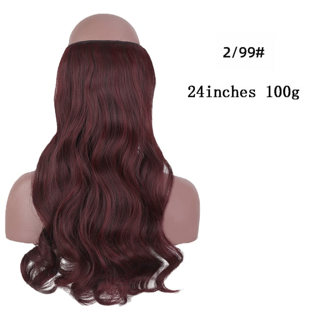 SHANGKE Synthetic Straight Halo Hair Extensions No Clip in Natural Hidden Secret False Hair Piece Fiber Synthetic Wavy Hair