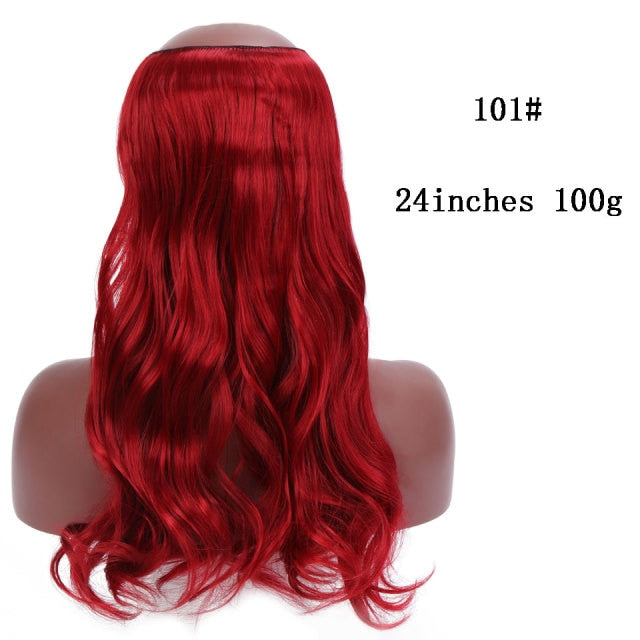 SHANGKE Synthetic Straight Halo Hair Extensions No Clip in Natural Hidden Secret False Hair Piece Fiber Synthetic Wavy Hair