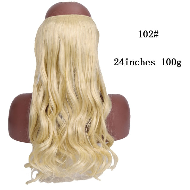 SHANGKE Synthetic Straight Halo Hair Extensions No Clip in Natural Hidden Secret False Hair Piece Fiber Synthetic Wavy Hair
