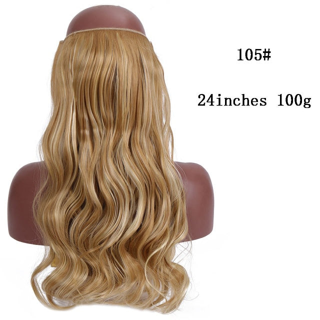 SHANGKE Synthetic Straight Halo Hair Extensions No Clip in Natural Hidden Secret False Hair Piece Fiber Synthetic Wavy Hair