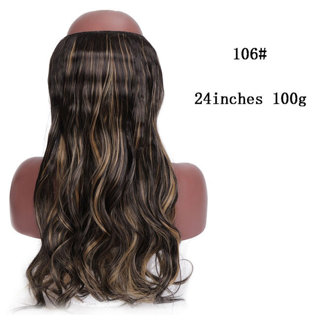 SHANGKE Synthetic Straight Halo Hair Extensions No Clip in Natural Hidden Secret False Hair Piece Fiber Synthetic Wavy Hair