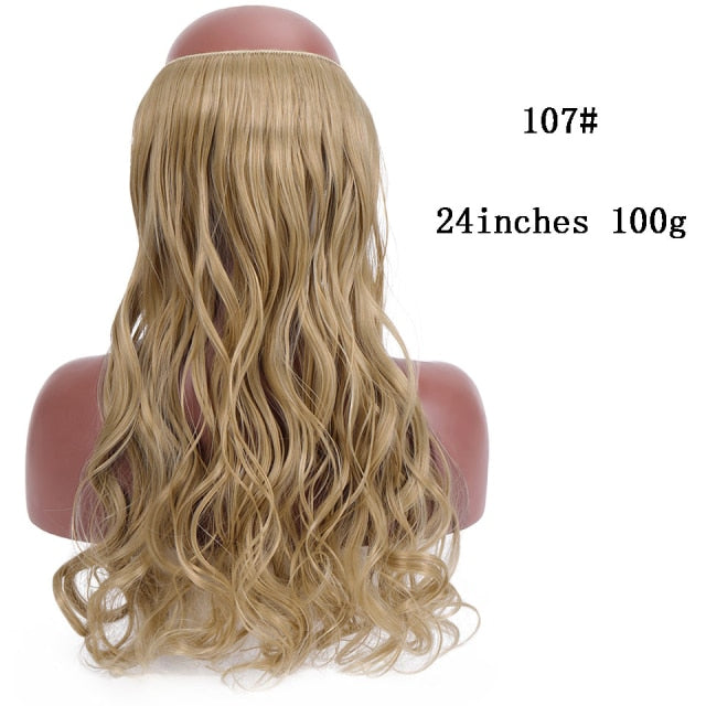 SHANGKE Synthetic Straight Halo Hair Extensions No Clip in Natural Hidden Secret False Hair Piece Fiber Synthetic Wavy Hair