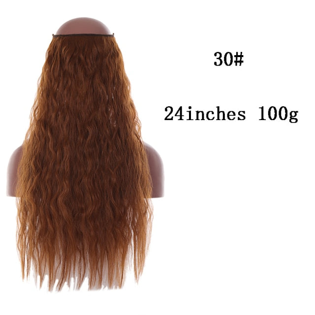 SHANGKE Synthetic Straight Halo Hair Extensions No Clip in Natural Hidden Secret False Hair Piece Fiber Synthetic Wavy Hair