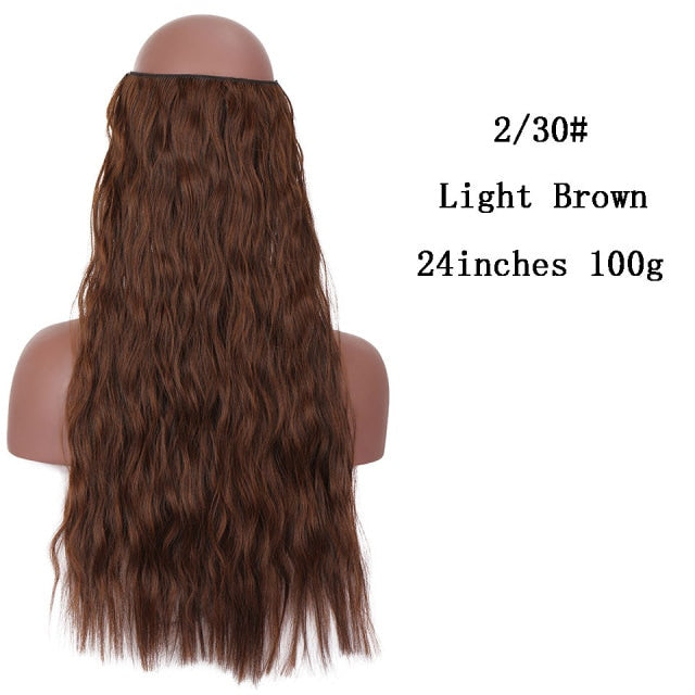 SHANGKE Synthetic Straight Halo Hair Extensions No Clip in Natural Hidden Secret False Hair Piece Fiber Synthetic Wavy Hair