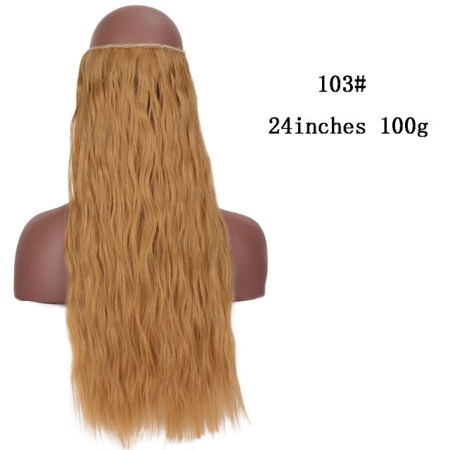 SHANGKE Synthetic Straight Halo Hair Extensions No Clip in Natural Hidden Secret False Hair Piece Fiber Synthetic Wavy Hair