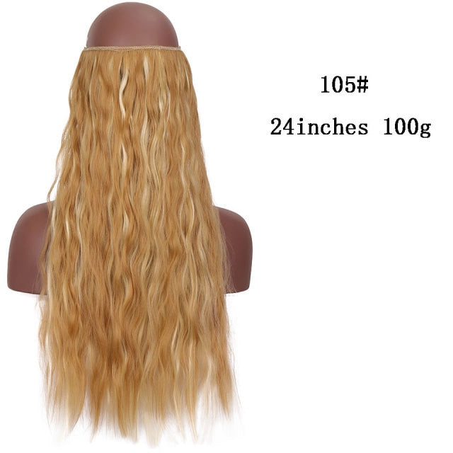 SHANGKE Synthetic Straight Halo Hair Extensions No Clip in Natural Hidden Secret False Hair Piece Fiber Synthetic Wavy Hair