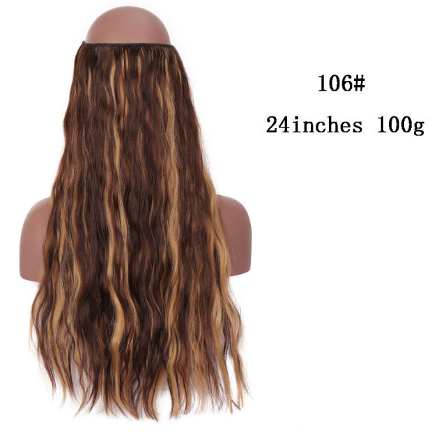 SHANGKE Synthetic Straight Halo Hair Extensions No Clip in Natural Hidden Secret False Hair Piece Fiber Synthetic Wavy Hair